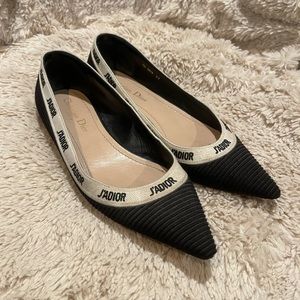 Dior J’adior Ribbon Logo Embroidered Ballet Flats